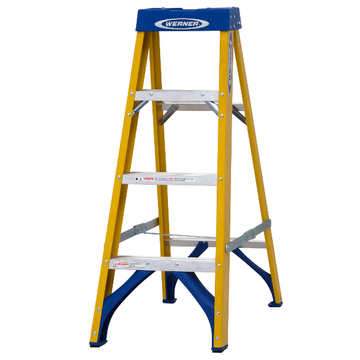 Werner 4 Tread Fibreglass Swingback Step Ladder image 1