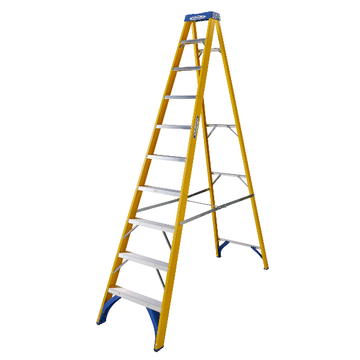 Werner 10 Tread Fibreglass Swingback Step Ladder image 1
