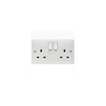 Ashley 2Gang D.P Switched Earth Socket White image 1
