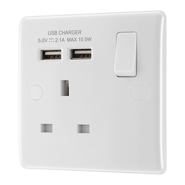 BG 13A 1Gang Switch Socket with 2.1A Usb image 1