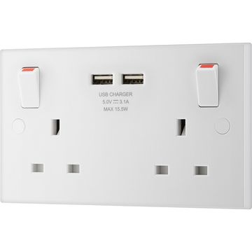 BG 13A 2Gang Switch Socket with 3.1A Usb image 1