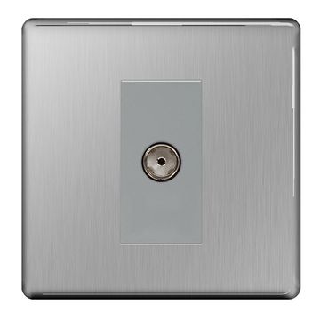 BG 1Gang Isolated Co-Axial Socket Brushed Steel image 1