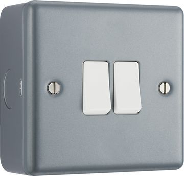 BG 10A Plate Switch 2Gang 2Way Metal Clad image 1