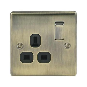BG 13A Single 1 Gang Switch Socket Antique Brass image 1