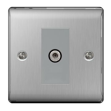 BG Single 1 Gang Satellite Socket B/Steel image 1