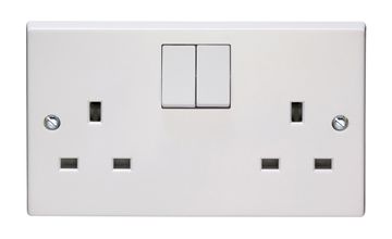 Volex Switched Socket 2Gang 13A With White Color Finish image 1